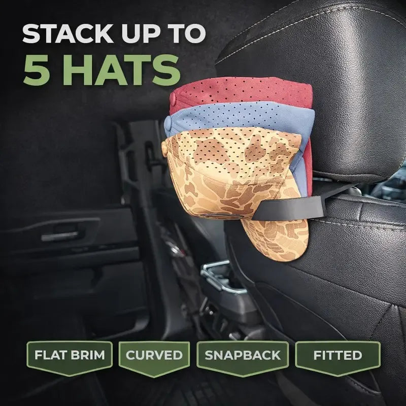 Universal Headrest Hat Holder for Trucks Cars & SUVs | Holds 5 Hats