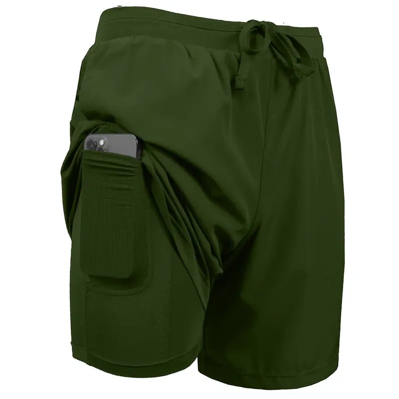 Paquete de 3 shorts deportivos para hombre 2 en 1 de secado rápido, elásticos, con forro interior