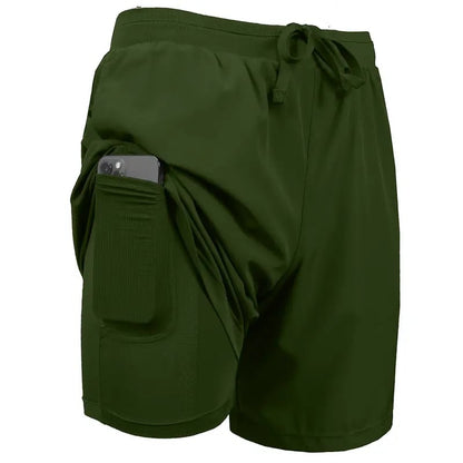Paquete de 3 shorts deportivos para hombre 2 en 1 de secado rápido, elásticos, con forro interior