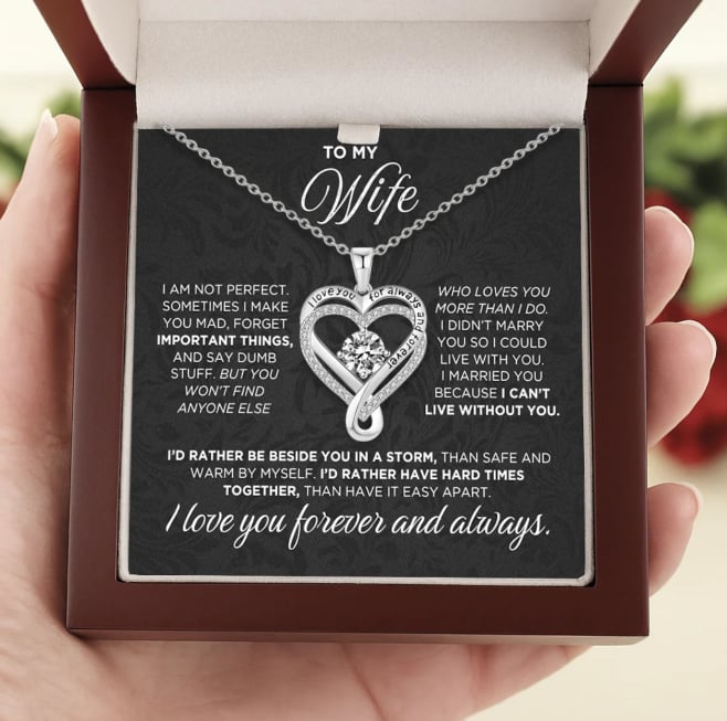 To My Wife" Forever & Always Heart Necklace