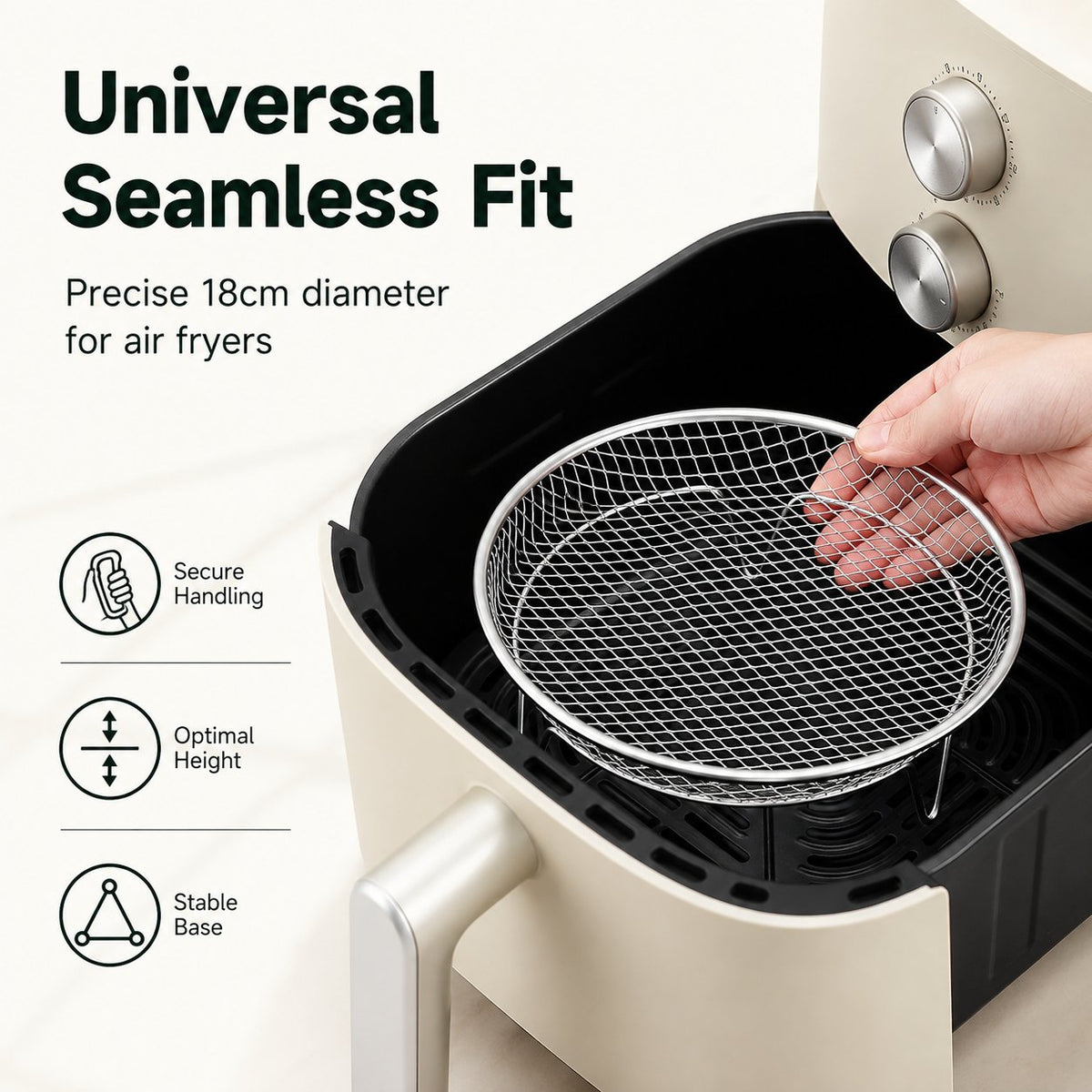 ✨Buy 1 Get 1 Free - Stainless Steel Air Fryer Rack Elevated Oil Draining Basket Multi-Tier Grilling Mesh Stand
