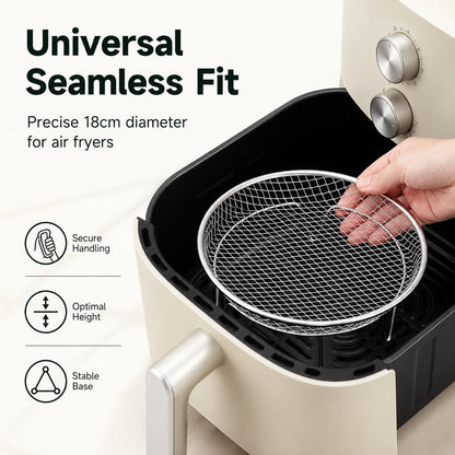 ✨Buy 1 Get 1 Free - Stainless Steel Air Fryer Rack Elevated Oil Draining Basket Multi-Tier Grilling Mesh Stand