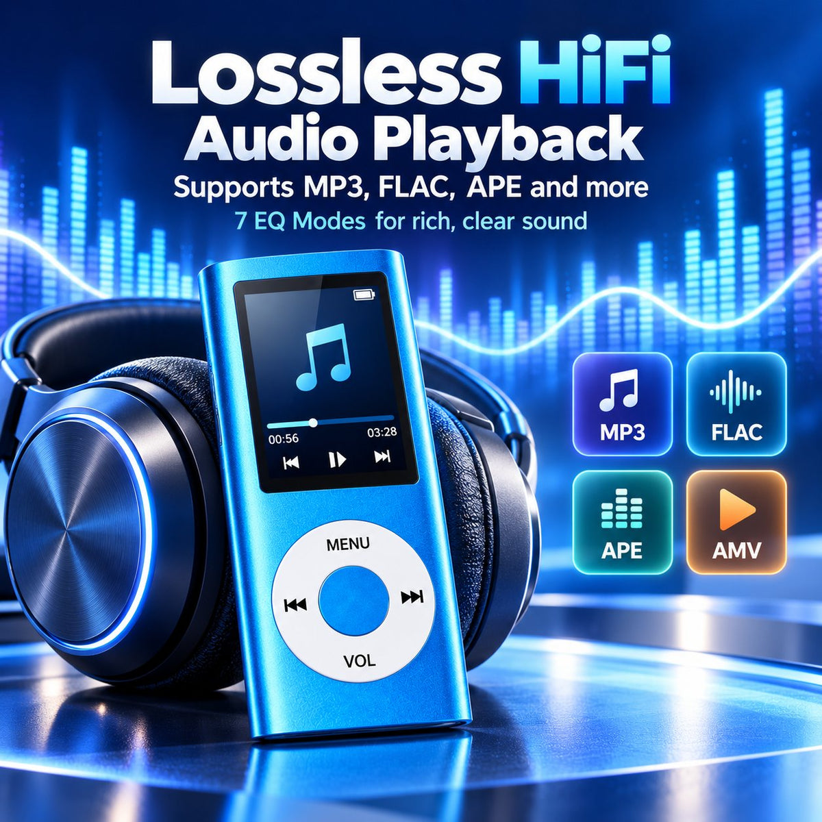 1.8' Color Screen MP3 MP4 Player | Lossless HiFi Audio + FM Radio & Recorder