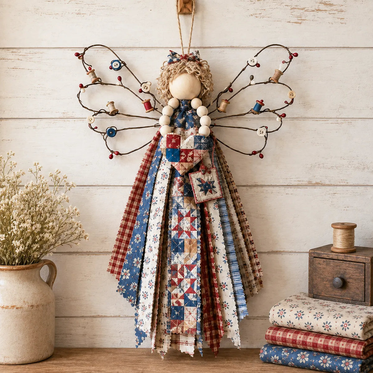 🔥This Week 50% OFF - Angel Fabric Hanging DIY Kit - Stitch a Little Blessing That Stays Forever