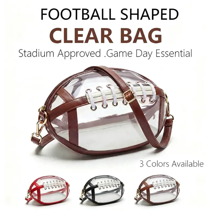 🏈 Clear Football-Shaped Crossbody Bag✨