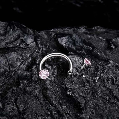 💖Zirconia Horseshoe Ring with Threaded Gems for Piercings