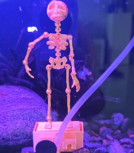 Dancing Skeleton Aquarium Ornament with Bubbles