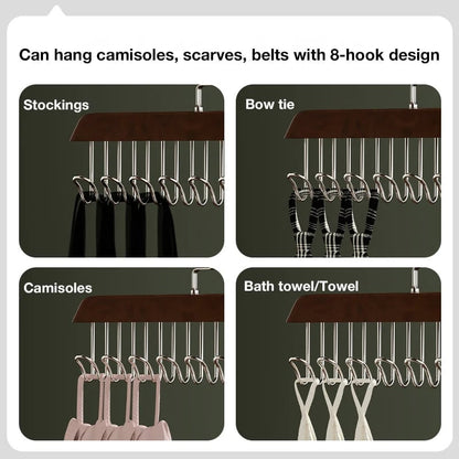 Multi-Functional Wooden Vintage Wardrobe Hanger with 8 Hooks
