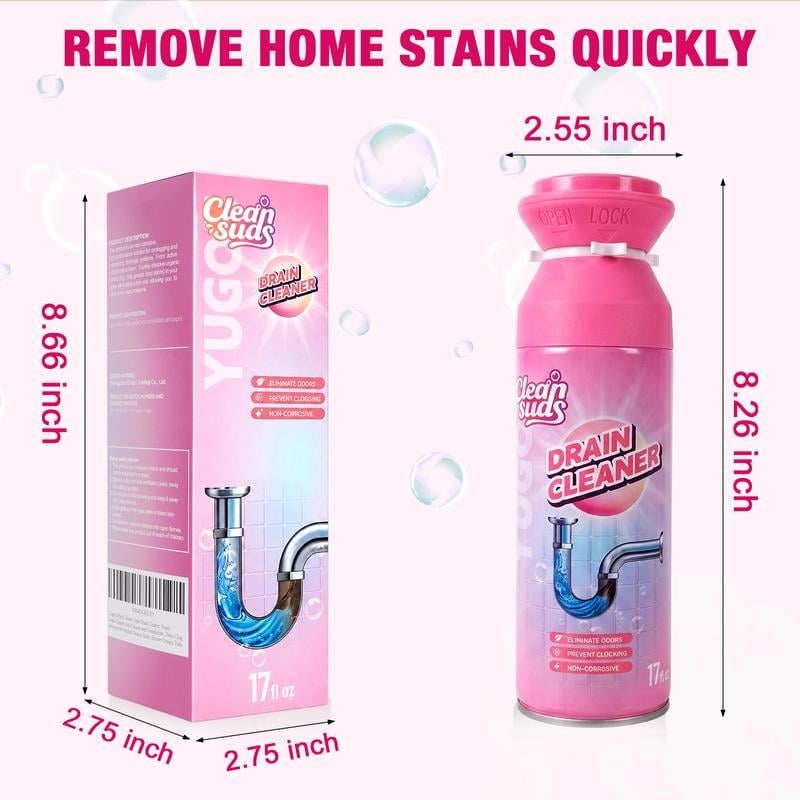Household Safe Foam Mousse Drain Cleaner - Clog Remover, Deodorizer for Kitchen Drains and Sinks