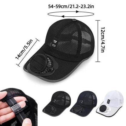 ☀️ OFERTA ESPECIAL 2026 Gorra de Refrigeración Profesional para Exteriores – Gorra con Ventilador de Energía Dual Solar + USB con Protección Solar UPF 50+