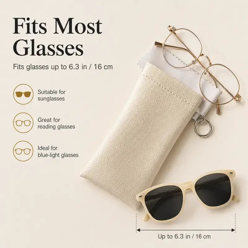 👜 Elastic Opening PU Leather Sunglasses Pouch Soft Portable Anti‑Scratch Eyeglasses Storage Protective Bag