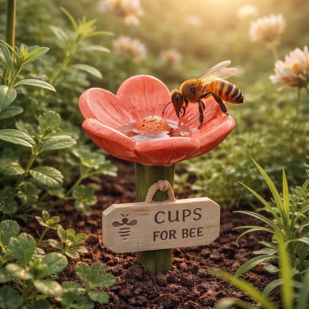 🐝Estación de agua para abejas con forma de flor💧