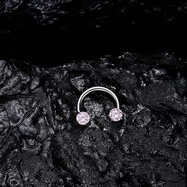 💖Zirconia Horseshoe Ring with Threaded Gems for Piercings