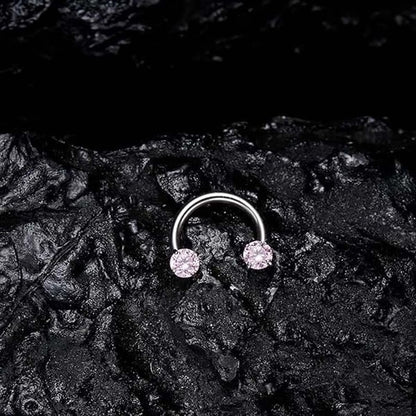 💖Zirconia Horseshoe Ring with Threaded Gems for Piercings