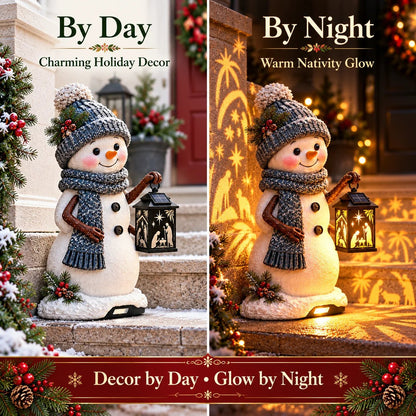 ⛄️🎄Snowman Nativity Glow – Solar Christmas Step Light with Holy Family Projection🌙