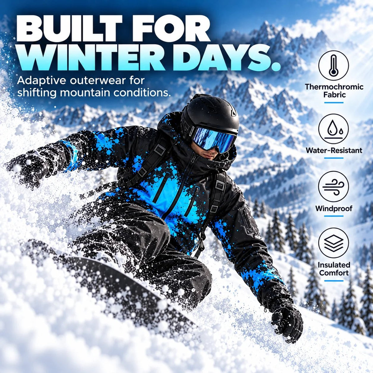 ❄️ Thermochromic Color-Changing Winter Jacket – Temperature-Reactive Ski & Snowboard Coat