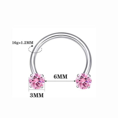 💖Zirconia Horseshoe Ring with Threaded Gems for Piercings