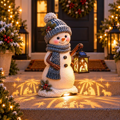 ⛄️🎄Snowman Nativity Glow – Solar Christmas Step Light with Holy Family Projection🌙