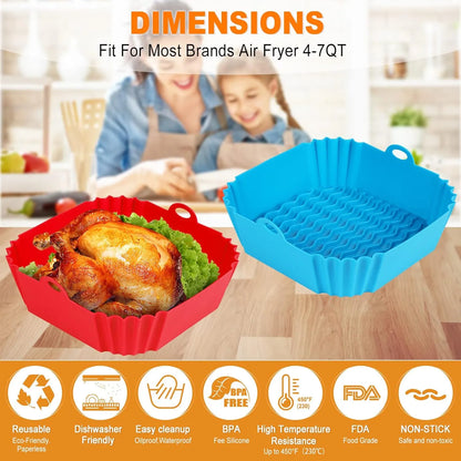 🔥✨Reusable Silicone Air Fryer Liner, 8 Inches