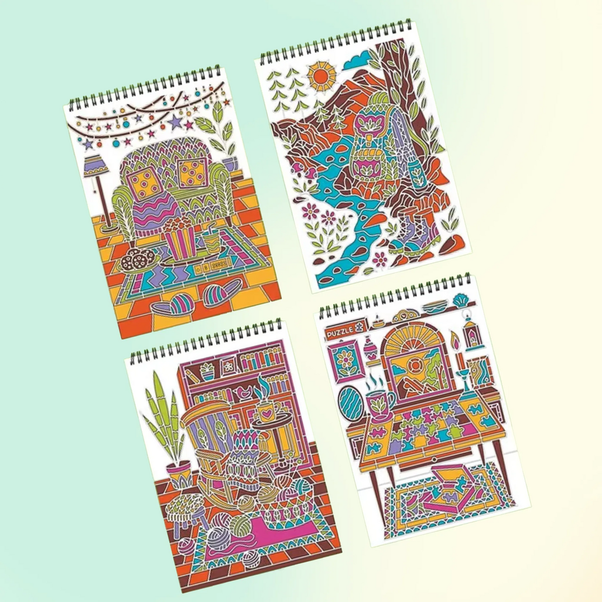 🌿  Guided Flow Art Coloring Pad with Double-Sided Markers 🎨