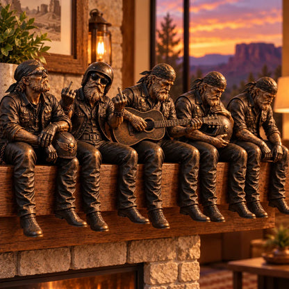 ⏳ Last Day 49% OFF – 🏍️ Old Biker Soul Shelf Sitter | 5 Rustic Rider Designs with Antique Bronze-Look Finish 🤎