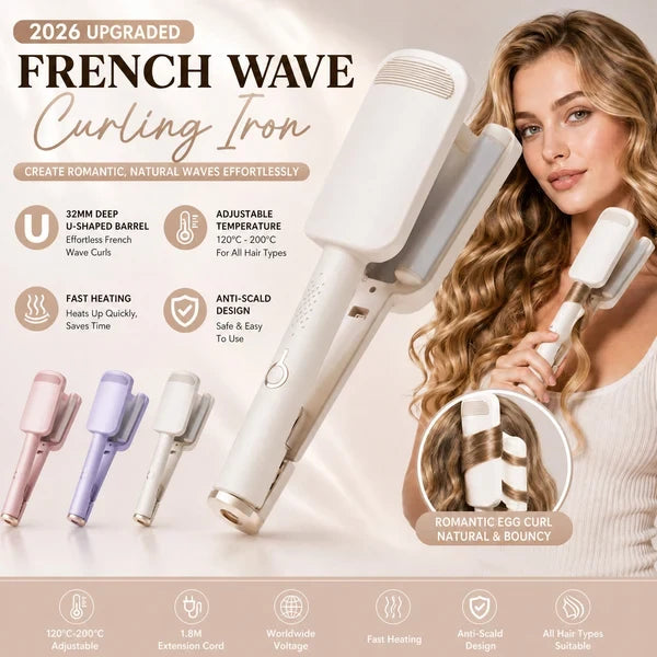 🌸LIMITED-TIME 50% OFF!🌟32MM Wavy Hair Curler – Big Bouncy Curls, 4 Adjustable Heat Settings & Negative Ion Care – Salon-Quality Styling at Home 💇‍♀️