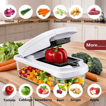 🥕15-in-1 Vegetable Chopper | Multifunctional Food Cutter with Container