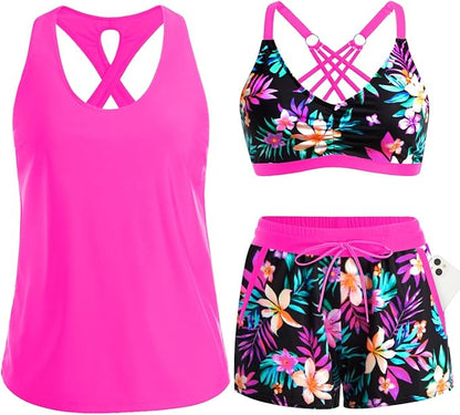 ⏰3 Piece Tankini with Shorts🔥