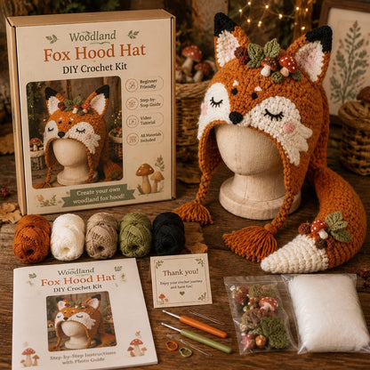🔥Limited Time 50% OFF - 🧵Fantasy Hood Hat DIY Crochet Kit – Create Your Own Magical Wearable Character Hat