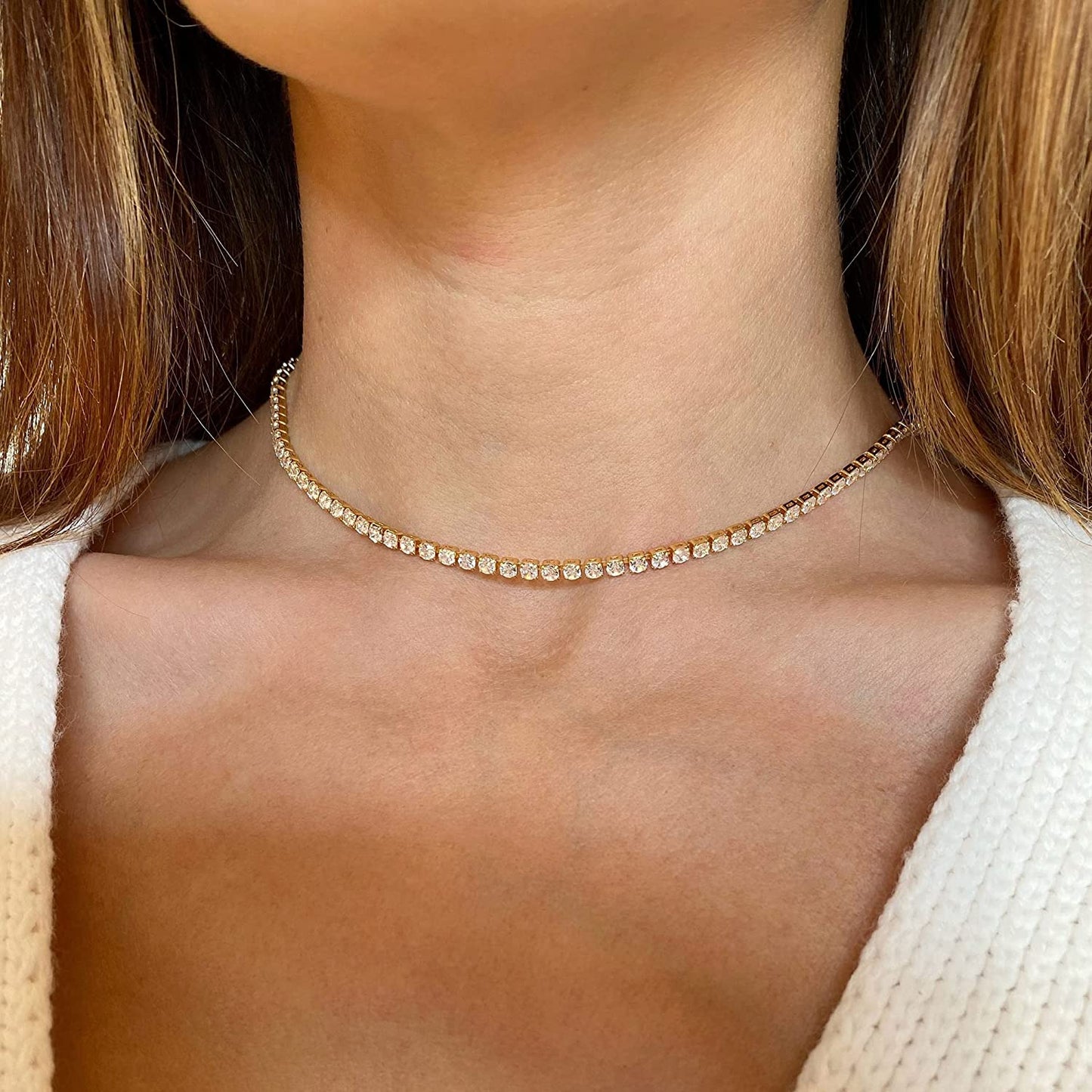 Crystal tennis necklace