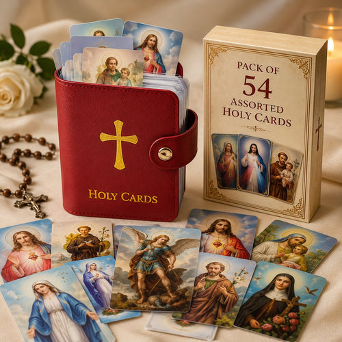 ✝️ Catholic PVC+PU leather Holy Card Holder – Pocket Prayer Card Organizer with Snap Closure