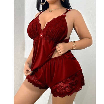 🥳GRAN VENTA 2026🥳💞¡Más de 50.000 vendidos!👗🌸 Conjunto de pijama de tirantes y pantalones cortos con encaje 🛏️✨