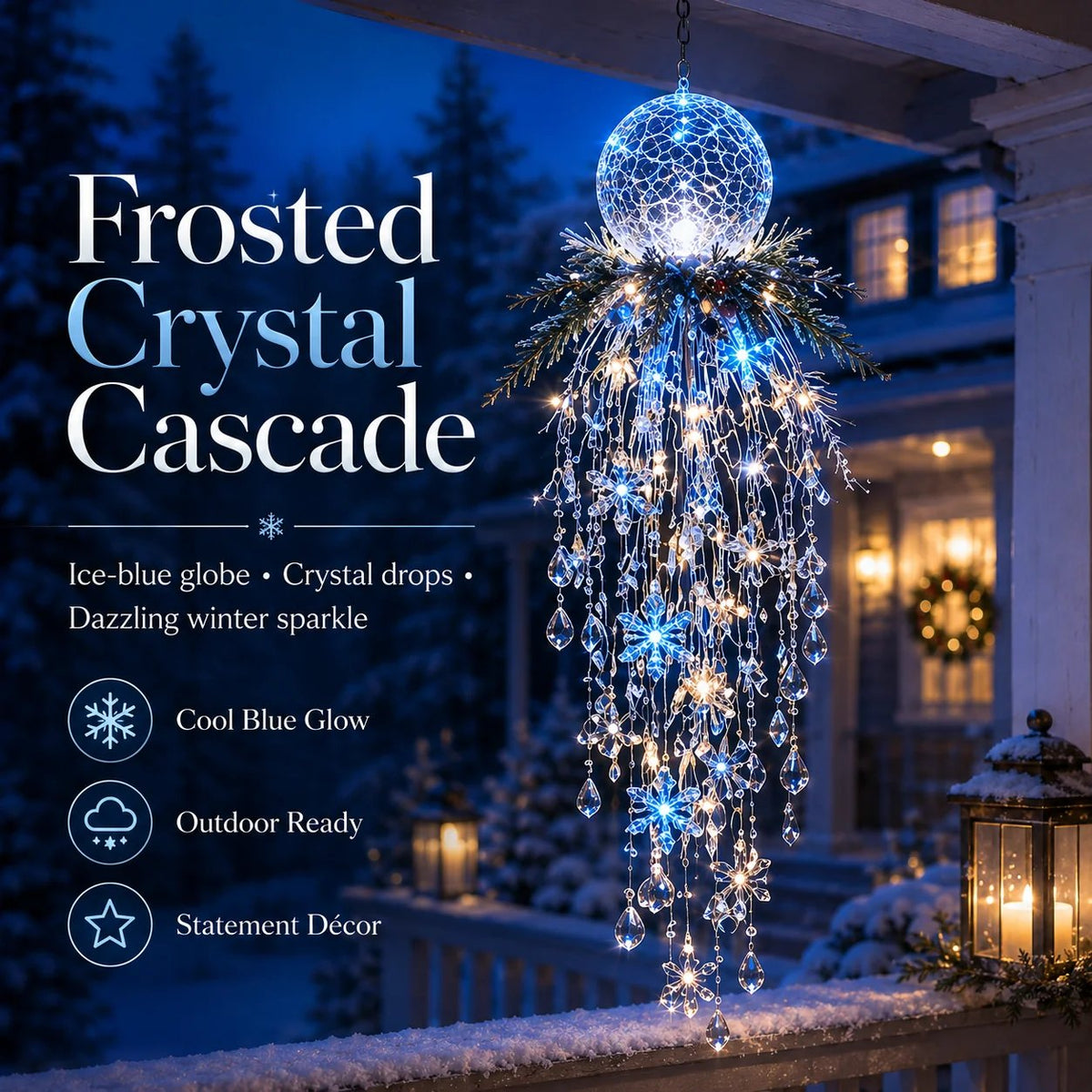 Hanging Snowflake and Crystal LED Porch Decoration ✨❄️