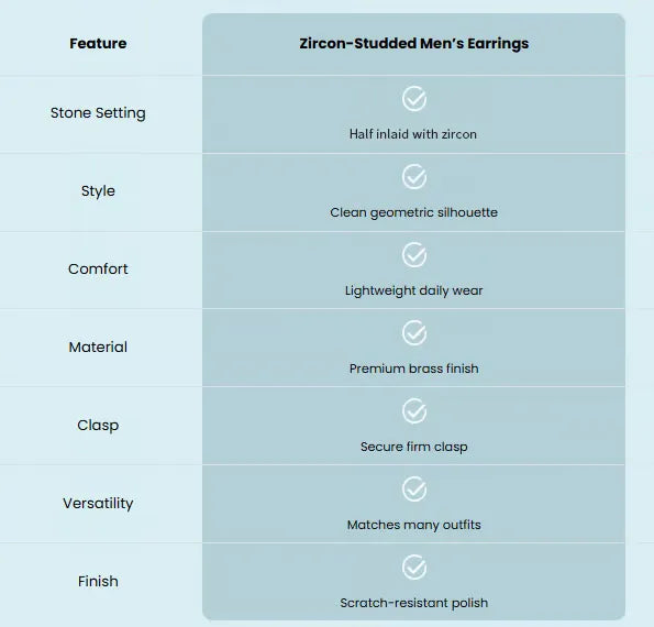 Zircon-Studded Men's Earrings