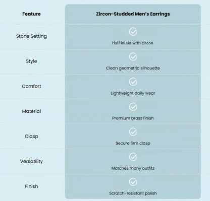 Zircon-Studded Men's Earrings