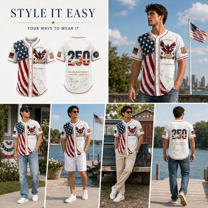 Camisa abotonada vintage del 250 aniversario con para conjuntos del 4 de julio 1776-2026
