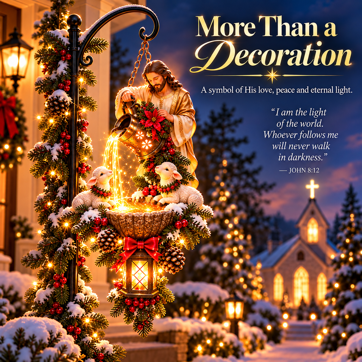 ✝️ Jesus Blessing Lighted Hanging Fountain™ – Christian Christmas Garden Decor