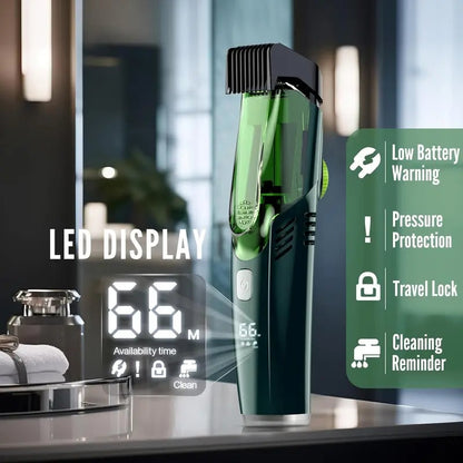 Vacuum Beard Shaver for Men, Built-in Vacuum Trimmer for Mustache, Sideburns, Facial Hair, Rechargeable, IPX6 Waterproof, 2 Comb, Comfort face 2in1 Electric Razor rechargeable men 2025 ornament