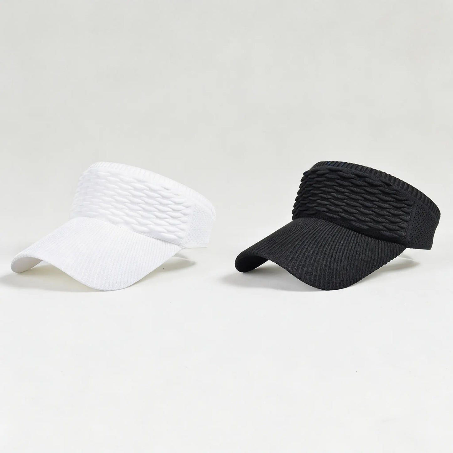 Visera solar de 2 unidades para mujer, abierta por arriba, transpirable, con protección UV y coleta alta
