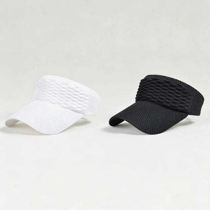 Visera solar de 2 unidades para mujer, abierta por arriba, transpirable, con protección UV y coleta alta