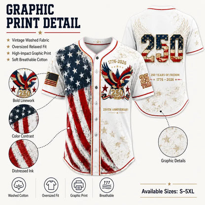 Camisa abotonada vintage del 250 aniversario con para conjuntos del 4 de julio 1776-2026