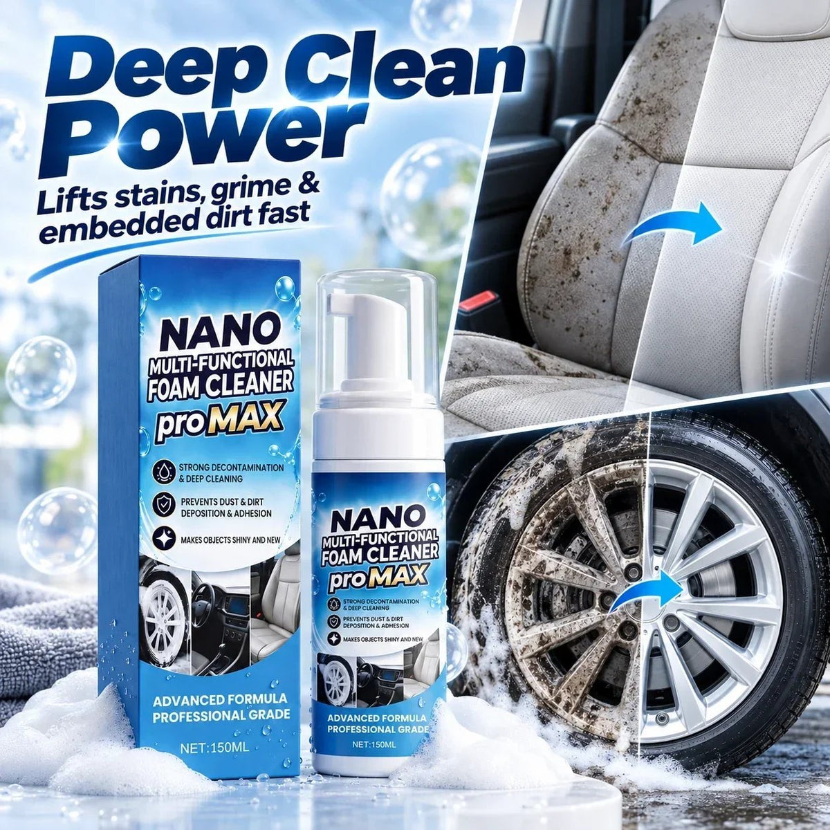 💯 Nano Multi-Functional Foam Cleaner for Cars & Home