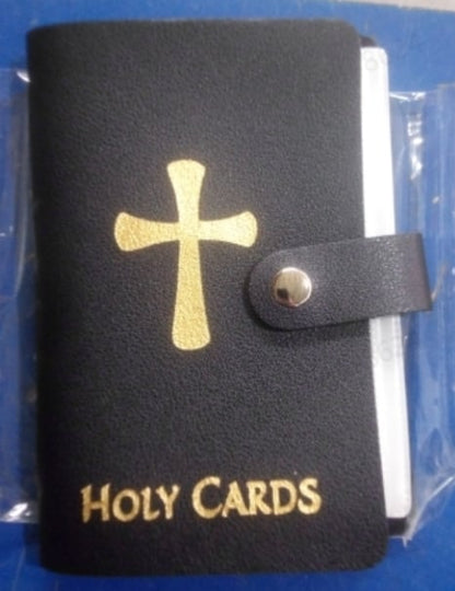 ✝️ Catholic PVC+PU leather Holy Card Holder – Pocket Prayer Card Organizer with Snap Closure