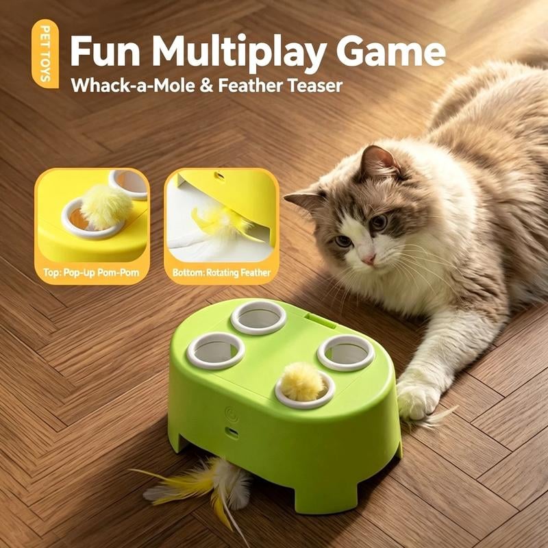 🐱 Interactive Whack-a-Mole Cat Toy – 3 Play Modes, Fun Indoor Exercise & Brain Game for Cats