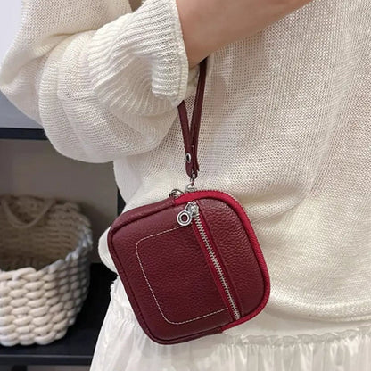 🌟 Square Leather Mini Card Wallet & Coin Purse