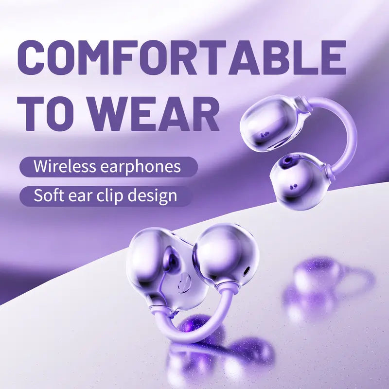 Open-Ear Clip Cordless Bluetooth 6.0 Earbuds with Ear Hook