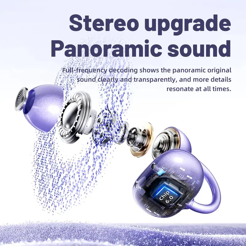 Open-Ear Clip Cordless Bluetooth 6.0 Earbuds with Ear Hook