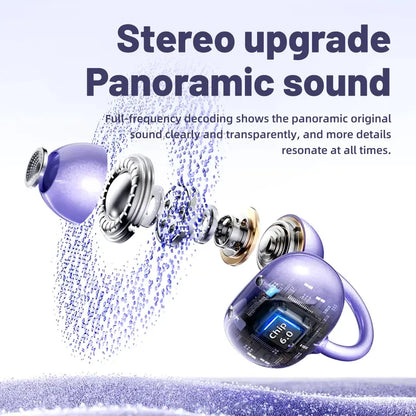 Open-Ear Clip Cordless Bluetooth 6.0 Earbuds with Ear Hook