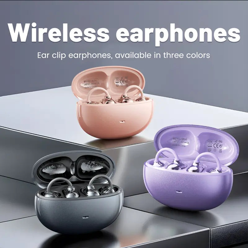 Open-Ear Clip Cordless Bluetooth 6.0 Earbuds with Ear Hook