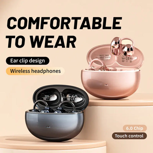 Open-Ear Clip Cordless Bluetooth 6.0 Earbuds with Ear Hook